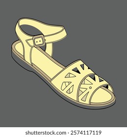 woman's leather shoes design vector art illustration 