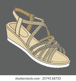 woman's leather shoes design vector art illustration 