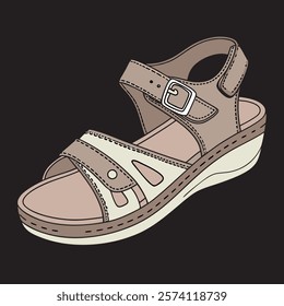 woman's leather shoes design vector art illustration 