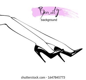 Woman's legs in high heels. Vector illustration of fashionable woman in trendy shoes in glamour vogue style.