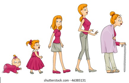 Woman's Life Stages - Vector