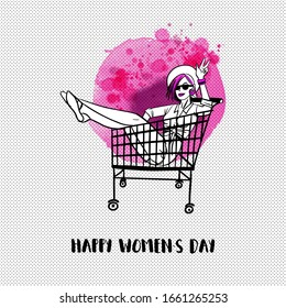 Woman`s life. Vector illustration of woman. Watercolor and sketch
