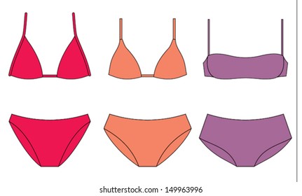 Woman's lingerie set technical vector drawing