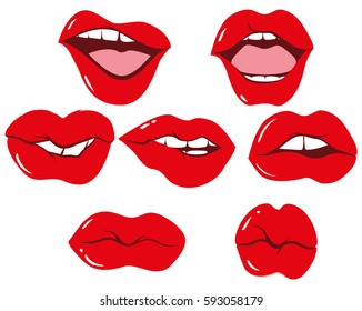 Womans Lip Gestures Set Girl Mouths Stock Vector (Royalty Free ...