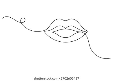 Dibujo continuo de una línea de labios de mujer de Ilustración vectorial de contorno aislada 