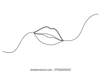 Woman's Lips continuous one line drawing of isolated outline vector illustration 