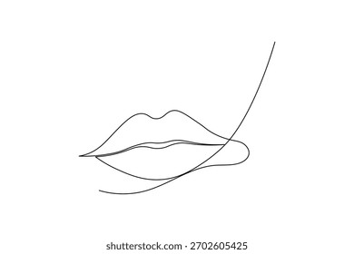 Lábios da mulher desenho contínuo de uma linha de ilustração vetorial de contorno isolado 