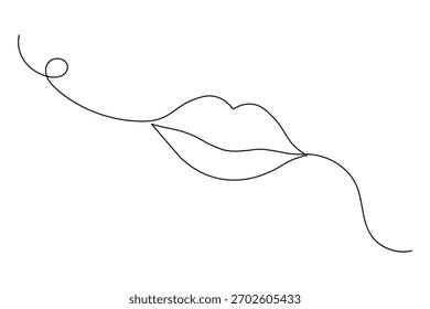 Woman's Lips continuous one line drawing of isolated outline vector illustration 
