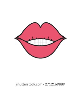 Plantilla de diseño de Ilustración vectorial de icono de labios de mujer
