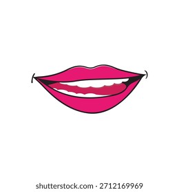 Modelo de design de ilustração de vetor de ícone de lábios da mulher
