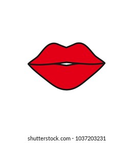 Woman's lips. Red lips. Kiss. Lips vector. Mouth. Red lipstick on the lips.