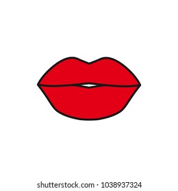 Woman's lips. Red lips. Kiss. Lips vector. Mouth. Part of face. Lips icon. Red lipstick.