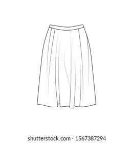 Woman's lite skirt with black isolated lines on white background. This is design for website (icon, button, symbol) and other ideas. Eps 10