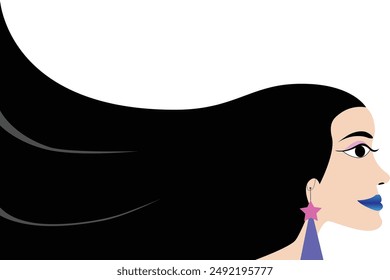 Woman's long hair. Illustration image for a women's salon.