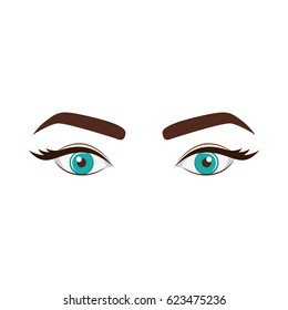 Woman's look with blue eyes expressive vector illustration