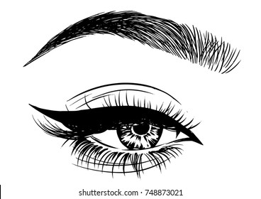 Woman's luxurious eyes with eyeliner