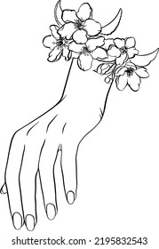 Ilustración vectorial de manicura de la mujer. Diseño de líneas dibujadas a mano.
