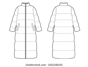 Womans maxi down jacket sketch