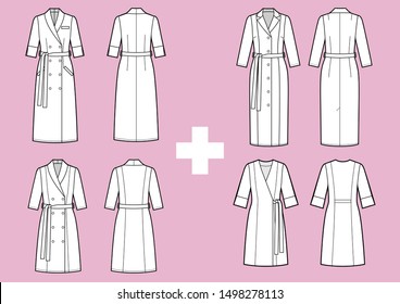 Womans Medical White Dress Technical Sketch