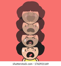 Woman's Mood Changes Depending On The Phase Of The Menstrual Cycle. Emotional Mood Swings Concept Card Character illustration