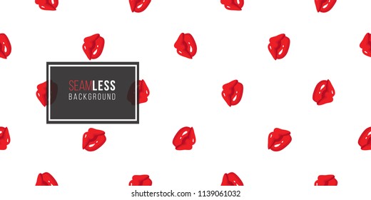 Woman's Mouths Face Expressions: Pursed Lips. Fashion Seamless Pattern. Hand Drawn Vector Art On White Background.