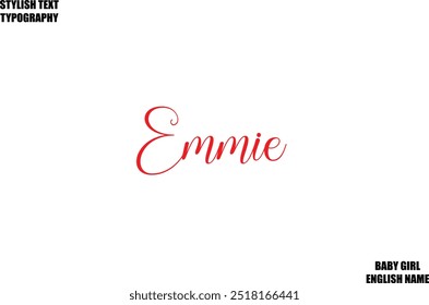 Woman's Name Emmie Hand Drawn Lettering Vector Cursive Text Typography 