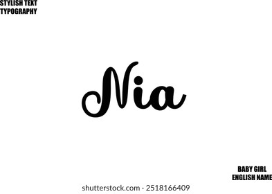 Woman's Name Hand Drawn Lettering Vector Cursive Text Typography  Nia