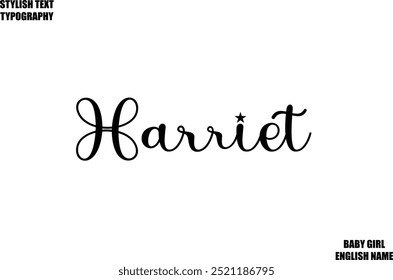 Nombre de la mujer Dibujado a mano Letras Vector Texto cursivo Tipografía Harriet