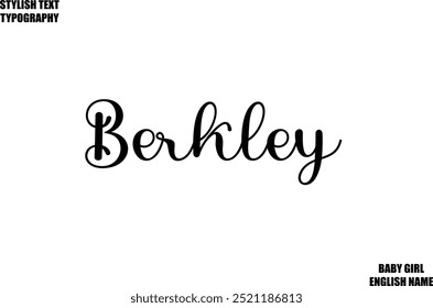 Woman's Name Hand Drawn Lettering Vector Cursive Text Typography  Berkley.