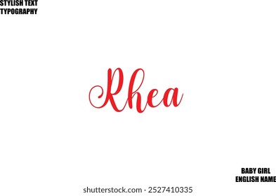 Woman's Name Hand Drawn Lettering Vector Cursive Text Typography  Rhea