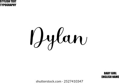 Woman's Name Hand Drawn Lettering Vector Cursive Text Typography Dylan