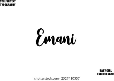 Woman's Name Hand Drawn Lettering Vector Cursive Text Typography Emani