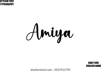 Woman's Name Hand Drawn Lettering Vector Cursive Text Typography Amiya