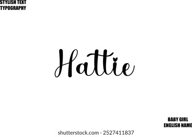 Woman's Name Hand Drawn Lettering Vector Cursive Text Typography Hattie