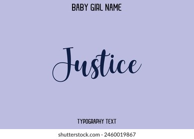 Nombre de la mujer Justicia Cursiva Dibujado a mano Vector Tipografía Texto