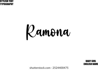 Woman's Name Ramona Hand Drawn Lettering Vector Cursive Text Typography