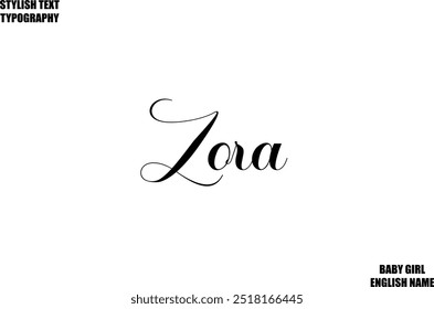 Woman's Name Zora Hand Drawn Lettering Vector Cursive Text Typography 