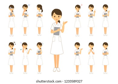 A woman's nurse wearing a white suit