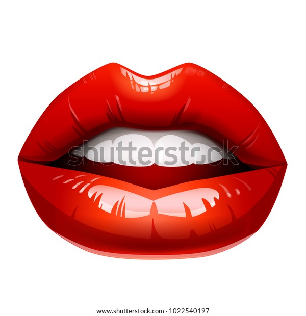 Womans Open Mouth Sexy Red Lips Stock Vector Royalty Free 1022540197 7651