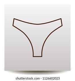 woman's panty line vector icon on a realistic paper background with shadow. Flat design style.