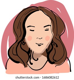 Retrato de mujer. Ilustración pintada a mano vectorial. Cara de chica joven.
