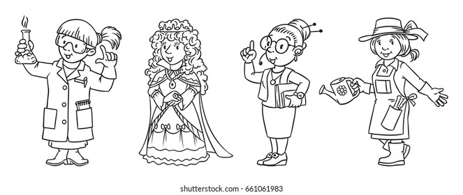 Womans profession coloring book set