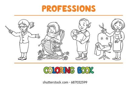 Womans profession coloring book set