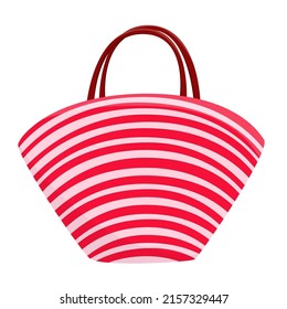 Bolso rojo de playa. Elementos de verano. Accesorio femenino. Artículo femenino moderno de moda. Bolsa aislada en blanco. Elemento de verano para el afiche de diseño, banner, sitio web. Ilustración de material vectorial
