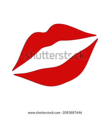 Woman's red lips vector icon. Isolated glyph on white background. Best for seamless patterns, print, apps, web, logo and brand design.