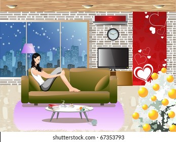 Woman's rest  at Night