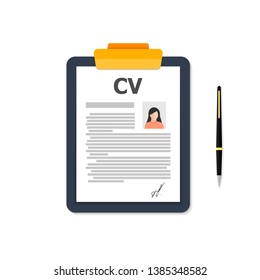 A woman's resume tablet is depicted on a white background. The handle is on the right.