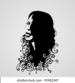 woman's retro face silhouette. vector illustration