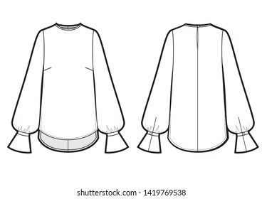 womans romantic blouse bw sketch