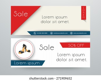 Woman's sandal sale with discount offer banner or website header set.